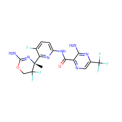 C[C@]1(c2nc(NC(=O)c3ncc(C(F)(F)F)nc3N)ccc2F)N=C(N)OCC1(F)F ZINC000207557642