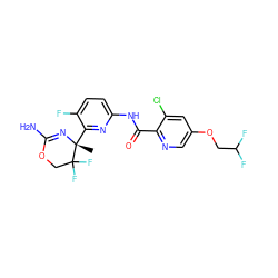 C[C@]1(c2nc(NC(=O)c3ncc(OCC(F)F)cc3Cl)ccc2F)N=C(N)OCC1(F)F ZINC000207564834