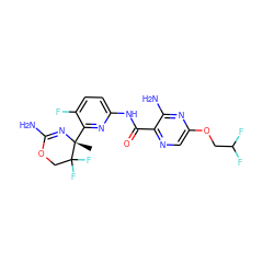 C[C@]1(c2nc(NC(=O)c3ncc(OCC(F)F)nc3N)ccc2F)N=C(N)OCC1(F)F ZINC000096923947