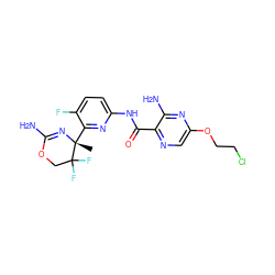 C[C@]1(c2nc(NC(=O)c3ncc(OCCCl)nc3N)ccc2F)N=C(N)OCC1(F)F ZINC000207564771