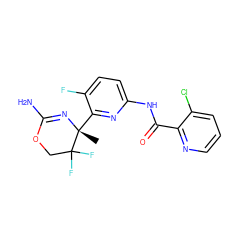 C[C@]1(c2nc(NC(=O)c3ncccc3Cl)ccc2F)N=C(N)OCC1(F)F ZINC000205804783