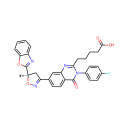 C[C@]1(c2nc3ccccc3o2)CC(c2ccc3c(=O)n(-c4ccc(F)cc4)c(CCCCC(=O)O)nc3c2)=NO1 ZINC000103239659