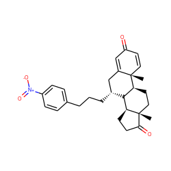 C[C@]12C=CC(=O)C=C1C[C@@H](CCCc1ccc([N+](=O)[O-])cc1)[C@@H]1[C@@H]2CC[C@]2(C)C(=O)CC[C@@H]12 ZINC000211306533