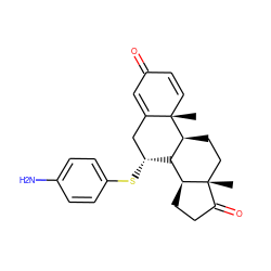 C[C@]12C=CC(=O)C=C1C[C@@H](Sc1ccc(N)cc1)[C@@H]1[C@@H]2CC[C@]2(C)C(=O)CC[C@@H]12 ZINC000005159387