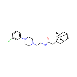 C[C@]12C[C@@H]3C[C@H](C1)C[C@@](CC(=O)NCCN1CCN(c4cccc(Cl)c4)CC1)(C3)C2 ZINC000261132131