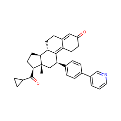 C[C@]12C[C@H](c3ccc(-c4cccnc4)cc3)C3=C4CCC(=O)C=C4CC[C@H]3[C@@H]1CC[C@@H]2C(=O)C1CC1 ZINC000029061323