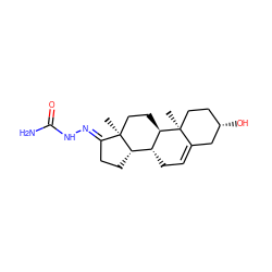 C[C@]12CC[C@@H]3[C@H](CC=C4C[C@@H](O)CC[C@@]43C)[C@@H]1CC/C2=N\NC(N)=O ZINC000004369692