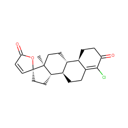 C[C@]12CC[C@@H]3[C@H]4CCC(=O)C(Cl)=C4CC[C@H]3[C@@H]1CC[C@@]21C=CC(=O)O1 ZINC000261149377