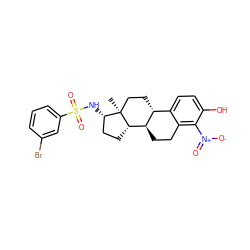 C[C@]12CC[C@@H]3c4ccc(O)c([N+](=O)[O-])c4CC[C@H]3[C@@H]1CC[C@@H]2NS(=O)(=O)c1cccc(Br)c1 ZINC000474609683