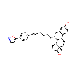 C[C@]12CC[C@@H]3c4ccc(O)cc4C[C@@H](CCCCC#Cc4ccc(-c5ccno5)cc4)[C@H]3[C@@H]1CC[C@@H]2O ZINC000095584078