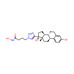 C[C@]12CC[C@@H]3c4ccc(O)cc4CC[C@H]3[C@@H]1CC[C@@]2(O)c1cn(CCCC(=O)NO)nn1 ZINC000096927913