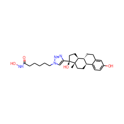 C[C@]12CC[C@@H]3c4ccc(O)cc4CC[C@H]3[C@@H]1CC[C@@]2(O)c1cn(CCCCCC(=O)NO)nn1 ZINC000096927915