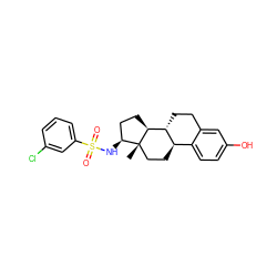 C[C@]12CC[C@@H]3c4ccc(O)cc4CC[C@H]3[C@@H]1CC[C@@H]2NS(=O)(=O)c1cccc(Cl)c1 ZINC000073198311