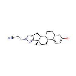 C[C@]12CC[C@@H]3c4ccc(O)cc4CC[C@H]3[C@@H]1Cc1cn(CCC#N)nc12 ZINC000013672624