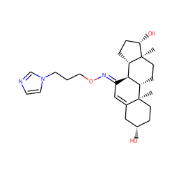 C[C@]12CC[C@H]3[C@@H](/C(=N/OCCCn4ccnc4)C=C4C[C@@H](O)CC[C@@]43C)[C@@H]1CC[C@@H]2O ZINC000137373475