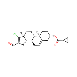 C[C@]12CC[C@H]3[C@@H](CC=C4C[C@@H](OC(=O)C5CC5)CC[C@@]43C)[C@@H]1CC(C=O)=C2Cl ZINC000206023039