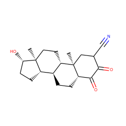 C[C@]12CC[C@H]3[C@@H](CC[C@H]4C(=O)C(=O)C(C#N)C[C@]34C)[C@@H]1CC[C@@H]2O ZINC000198354234