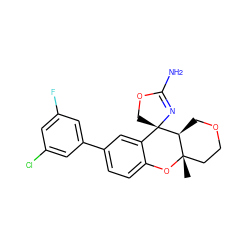 C[C@]12CCOC[C@@H]1[C@]1(COC(N)=N1)c1cc(-c3cc(F)cc(Cl)c3)ccc1O2 ZINC000103253349