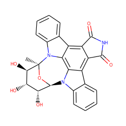 C[C@]12O[C@H]([C@H](O)[C@H](O)[C@H]1O)n1c3ccccc3c3c4c(c5c6ccccc6n2c5c31)C(=O)NC4=O ZINC000142496629