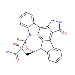 C[C@]12O[C@H](C[C@@]1(O)C(N)=O)n1c3ccccc3c3c4c(c5c6ccccc6n2c5c31)CNC4=O ZINC000013644718