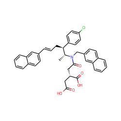 C[C@H]([C@@H](C/C=C/c1ccc2ccccc2c1)c1ccc(Cl)cc1)N(Cc1ccc2ccccc2c1)C(=O)C[C@@H](CC(=O)O)C(=O)O ZINC000029247355