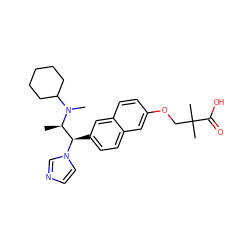 C[C@H]([C@@H](c1ccc2cc(OCC(C)(C)C(=O)O)ccc2c1)n1ccnc1)N(C)C1CCCCC1 ZINC000040564214