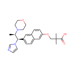 C[C@H]([C@@H](c1ccc2cc(OCC(C)(C)C(=O)O)ccc2c1)n1ccnc1)N1CCOCC1 ZINC000040565020