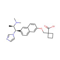 C[C@H]([C@@H](c1ccc2cc(OCC3(C(=O)O)CCC3)ccc2c1)n1ccnc1)N(C)C ZINC000040564790