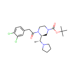 C[C@H]([C@@H]1CN(C(=O)OC(C)(C)C)CCN1C(=O)Cc1ccc(Cl)c(Cl)c1)N1CCCC1 ZINC000013863710