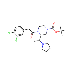 C[C@H]([C@H]1CN(C(=O)OC(C)(C)C)CCN1C(=O)Cc1ccc(Cl)c(Cl)c1)N1CCCC1 ZINC000013863711