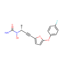 C[C@H](C#Cc1ccc(Oc2ccc(F)cc2)o1)N(O)C(N)=O ZINC000000005333