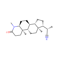 C[C@H](C#N)[C@H]1CC[C@H]2[C@@H]3CC[C@@H]4N(C)C(=O)CC[C@]4(C)[C@H]3CC[C@@]21C ZINC000299821001