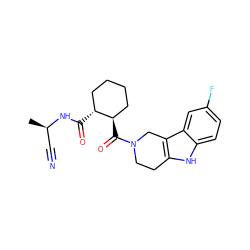 C[C@H](C#N)NC(=O)[C@@H]1CCCC[C@H]1C(=O)N1CCc2[nH]c3ccc(F)cc3c2C1 ZINC000095556859