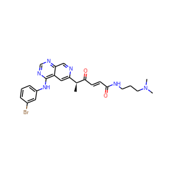 C[C@H](C(=O)/C=C/C(=O)NCCCN(C)C)c1cc2c(Nc3cccc(Br)c3)ncnc2cn1 ZINC000040862850