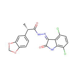 C[C@H](C(=O)N/N=C1\C(=O)Nc2c(Cl)ccc(Cl)c21)c1ccc2c(c1)OCO2 ZINC000072180606