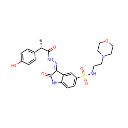 C[C@H](C(=O)N/N=C1\C(=O)Nc2ccc(S(=O)(=O)NCCN3CCOCC3)cc21)c1ccc(O)cc1 ZINC000072179686