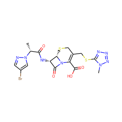 C[C@H](C(=O)N[C@H]1C(=O)N2C(C(=O)O)=C(CSc3nnnn3C)CS[C@@H]12)n1cc(Br)cn1 ZINC000017356874