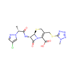 C[C@H](C(=O)N[C@H]1C(=O)N2C(C(=O)O)=C(CSc3nnnn3C)CS[C@H]12)n1cc(Cl)cn1 ZINC000009355862