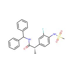 C[C@H](C(=O)NC(c1ccccc1)c1ccccc1)c1ccc(NS(C)(=O)=O)c(F)c1 ZINC000034479235