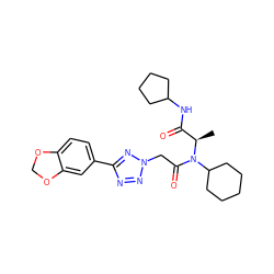 C[C@H](C(=O)NC1CCCC1)N(C(=O)Cn1nnc(-c2ccc3c(c2)OCO3)n1)C1CCCCC1 ZINC000095601681