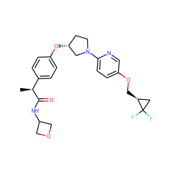 C[C@H](C(=O)NC1COC1)c1ccc(O[C@@H]2CCN(c3ccc(OC[C@H]4CC4(F)F)cn3)C2)cc1 ZINC001772615663