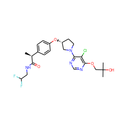 C[C@H](C(=O)NCC(F)F)c1ccc(O[C@@H]2CCN(c3ncnc(OCC(C)(C)O)c3Cl)C2)cc1 ZINC000221025215