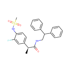 C[C@H](C(=O)NCC(c1ccccc1)c1ccccc1)c1ccc(NS(C)(=O)=O)c(F)c1 ZINC000038349152