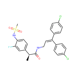 C[C@H](C(=O)NCC=C(c1ccc(Cl)cc1)c1ccc(Cl)cc1)c1ccc(NS(C)(=O)=O)c(F)c1 ZINC000073239772