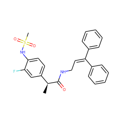 C[C@H](C(=O)NCC=C(c1ccccc1)c1ccccc1)c1ccc(NS(C)(=O)=O)c(F)c1 ZINC000073221805