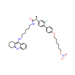 C[C@H](C(=O)NCCCCCCNc1c2c(nc3ccccc13)CCCC2)c1ccc(-c2ccc(OCCCCCCO[N+](=O)[O-])cc2)c(F)c1 ZINC000096269480