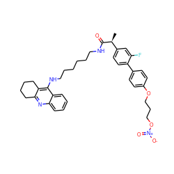 C[C@H](C(=O)NCCCCCCNc1c2c(nc3ccccc13)CCCC2)c1ccc(-c2ccc(OCCCO[N+](=O)[O-])cc2)c(F)c1 ZINC000096269484