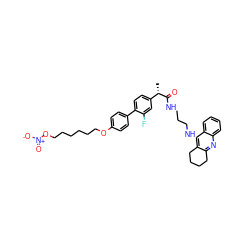 C[C@H](C(=O)NCCCNc1c2c(nc3ccccc13)CCCC2)c1ccc(-c2ccc(OCCCCCCO[N+](=O)[O-])cc2)c(F)c1 ZINC000096270060