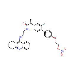 C[C@H](C(=O)NCCNc1c2c(nc3ccccc13)CCCC2)c1ccc(-c2ccc(OCCO[N+](=O)[O-])cc2)c(F)c1 ZINC000096270074