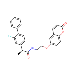 C[C@H](C(=O)NCCOc1ccc2oc(=O)ccc2c1)c1ccc(-c2ccccc2)c(F)c1 ZINC001772643374